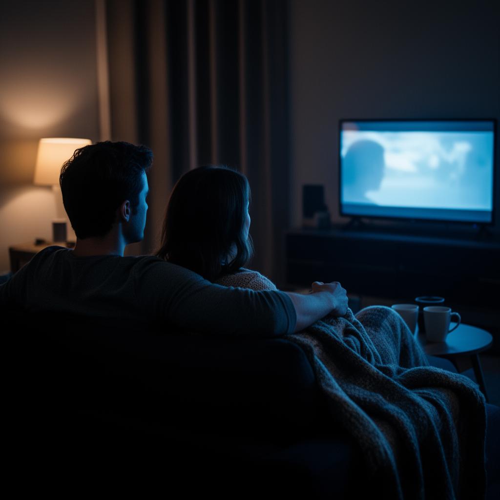 A couple enjoying a private date night together